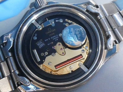 *NEAR MINT* Vintage 1995 OMEGA Seamaster Cal.1438 Qz Black Round 36mm Mens Watch
