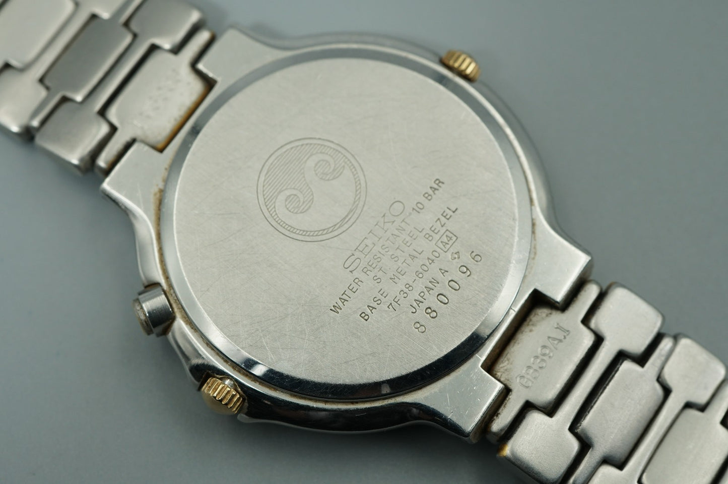 Vintage 1988 SEIKO Presage Moonphase 7F38-6040 Quartz White 35mm Mens Watch