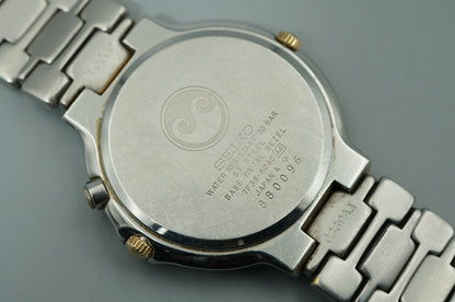 Vintage 1988 SEIKO Presage Moonphase 7F38-6040 Quartz White 35mm Mens Watch