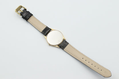 *Exc+5* Vintage OMEGA De Ville Cal.1377 Quartz Gold Dial Round Mens Watch