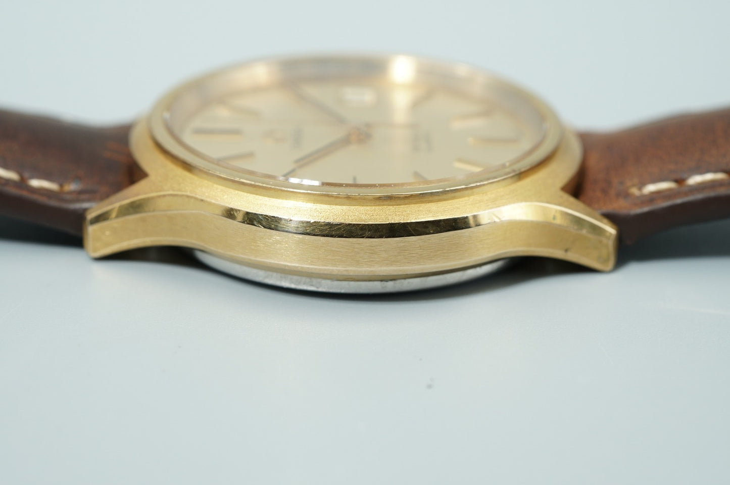 *NEAR MINT* Vintage 1978 OMEGA De Ville Cal.1342 Qz Gold Round 35mm Mens Watch