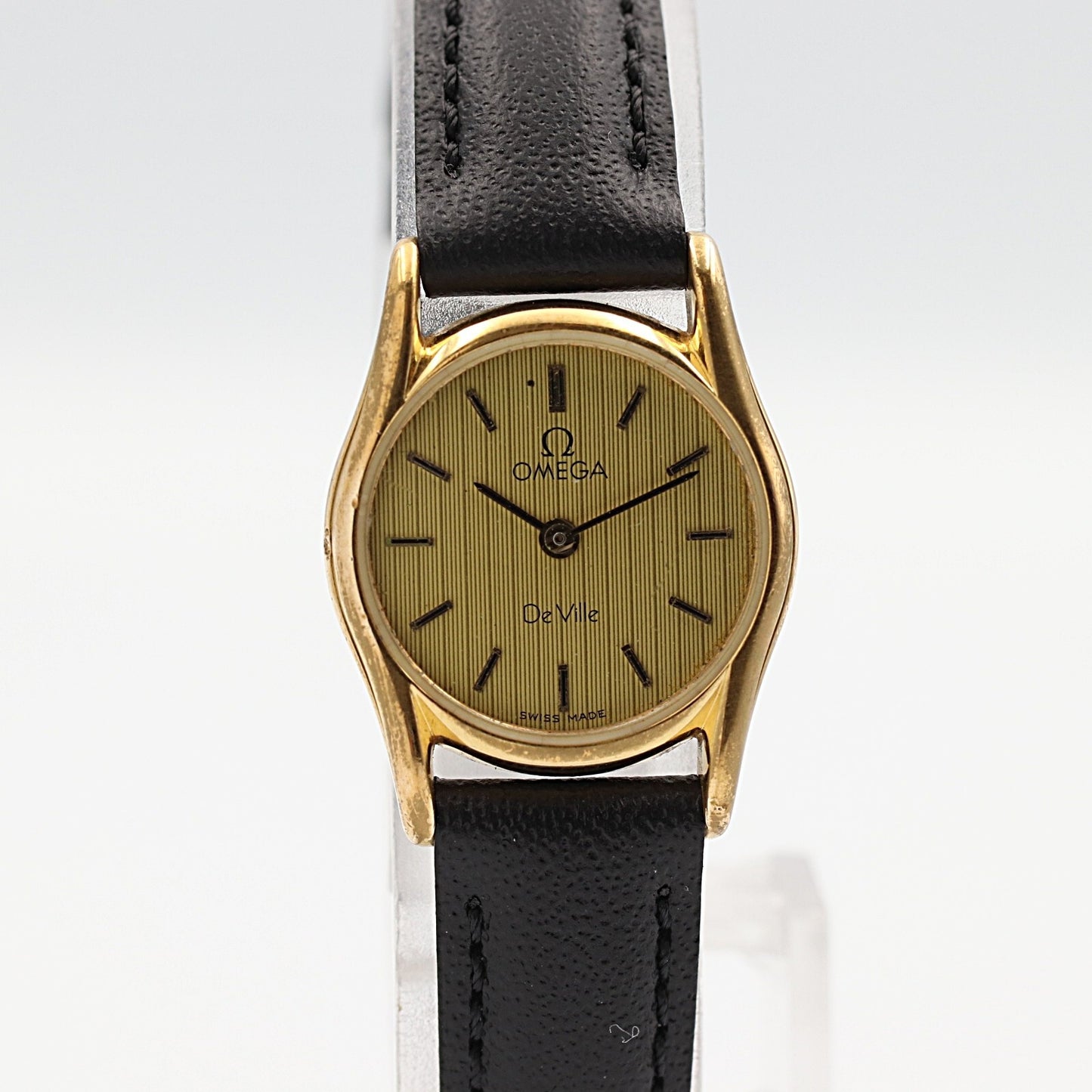 *NEAR MINT* Vintage 1983 OMEGA De Ville Cal.1387 Qz Gold Round 20mm Women Watch