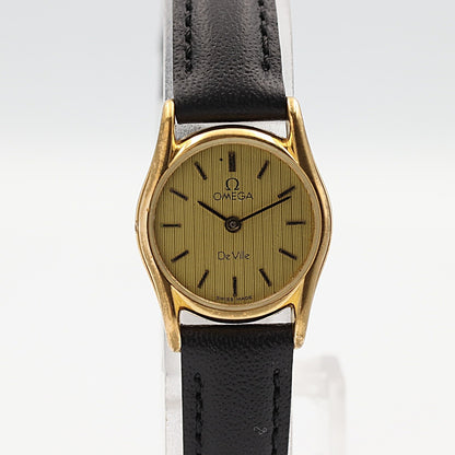 *NEAR MINT* Vintage 1983 OMEGA De Ville Cal.1387 Qz Gold Round 20mm Women Watch