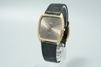 *NEAR MINT* Vintage 1982 OMEGA De Ville Cal.1417 Qz Black Square 30mm Mens Watch