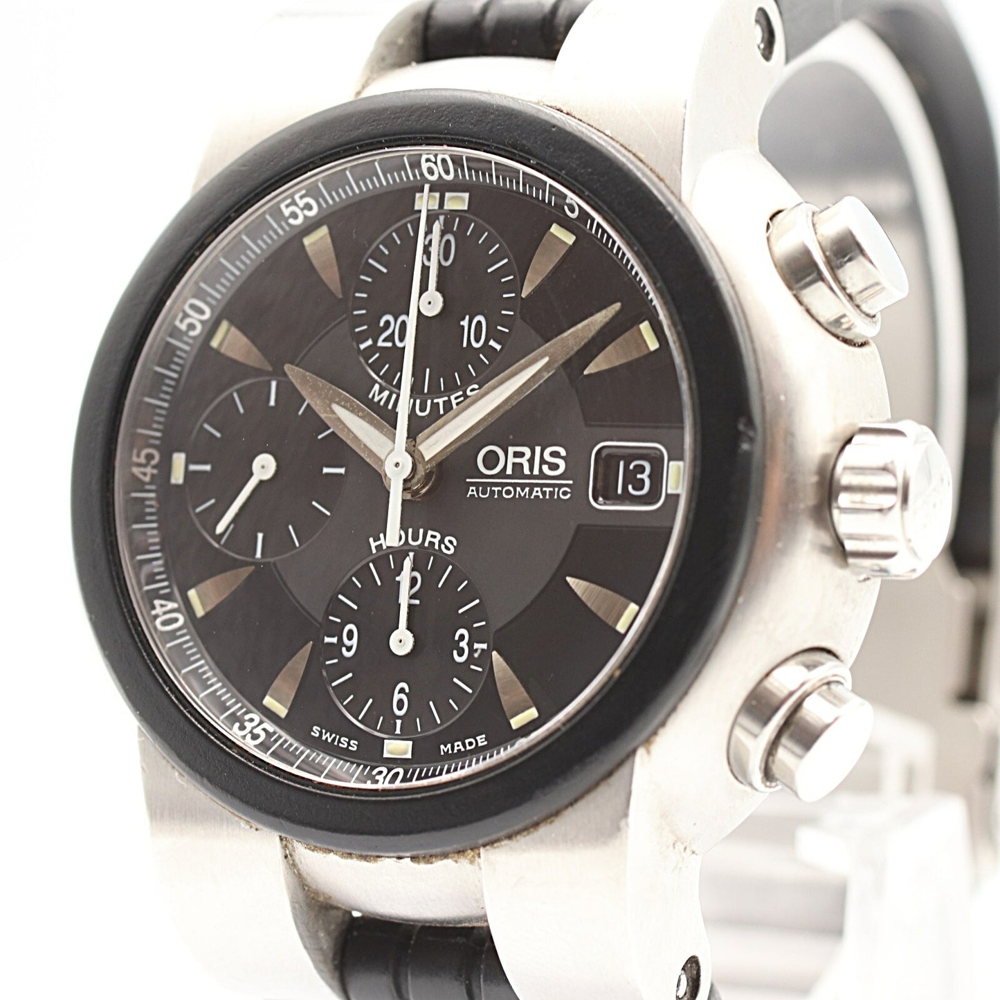 N MINT Vintage 1990s ORIS  7521-44 Automatic Black Dial  42mm 15.5cm Mens Watch