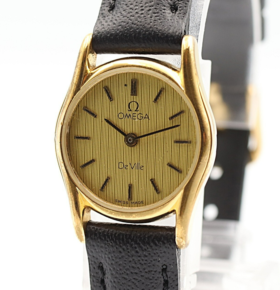 *NEAR MINT* Vintage 1983 OMEGA De Ville Cal.1387 Qz Gold Round 20mm Women Watch