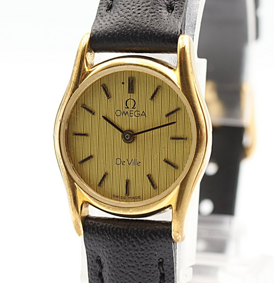 *NEAR MINT* Vintage 1983 OMEGA De Ville Cal.1387 Qz Gold Round 20mm Women Watch