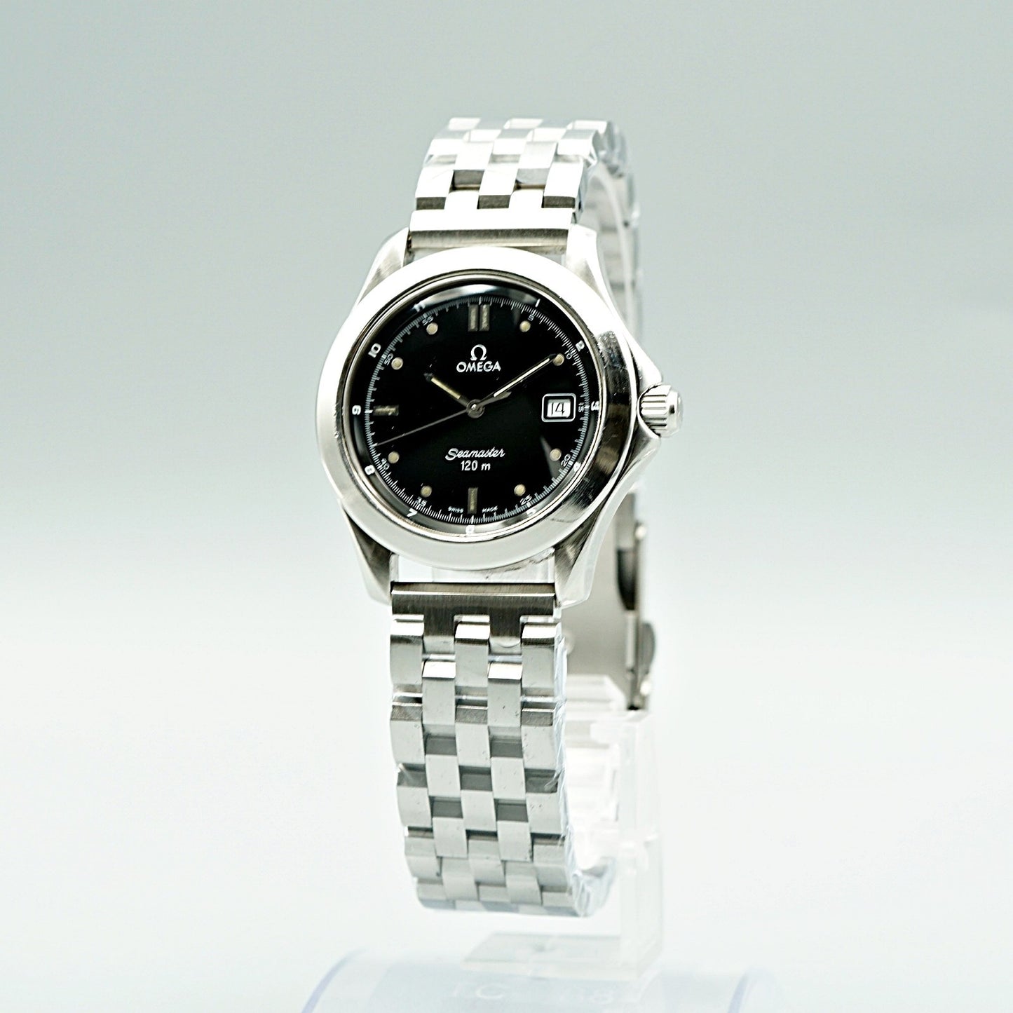 *NEAR MINT* Vintage 1995 OMEGA Seamaster Cal.1438 Qz Black Round 36mm Mens Watch