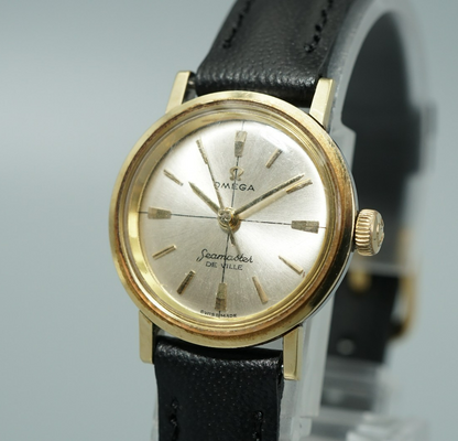 *Exc+5* Vintage OMEGA Seamaster Hand Winding Silver Round 22mm Women Watch