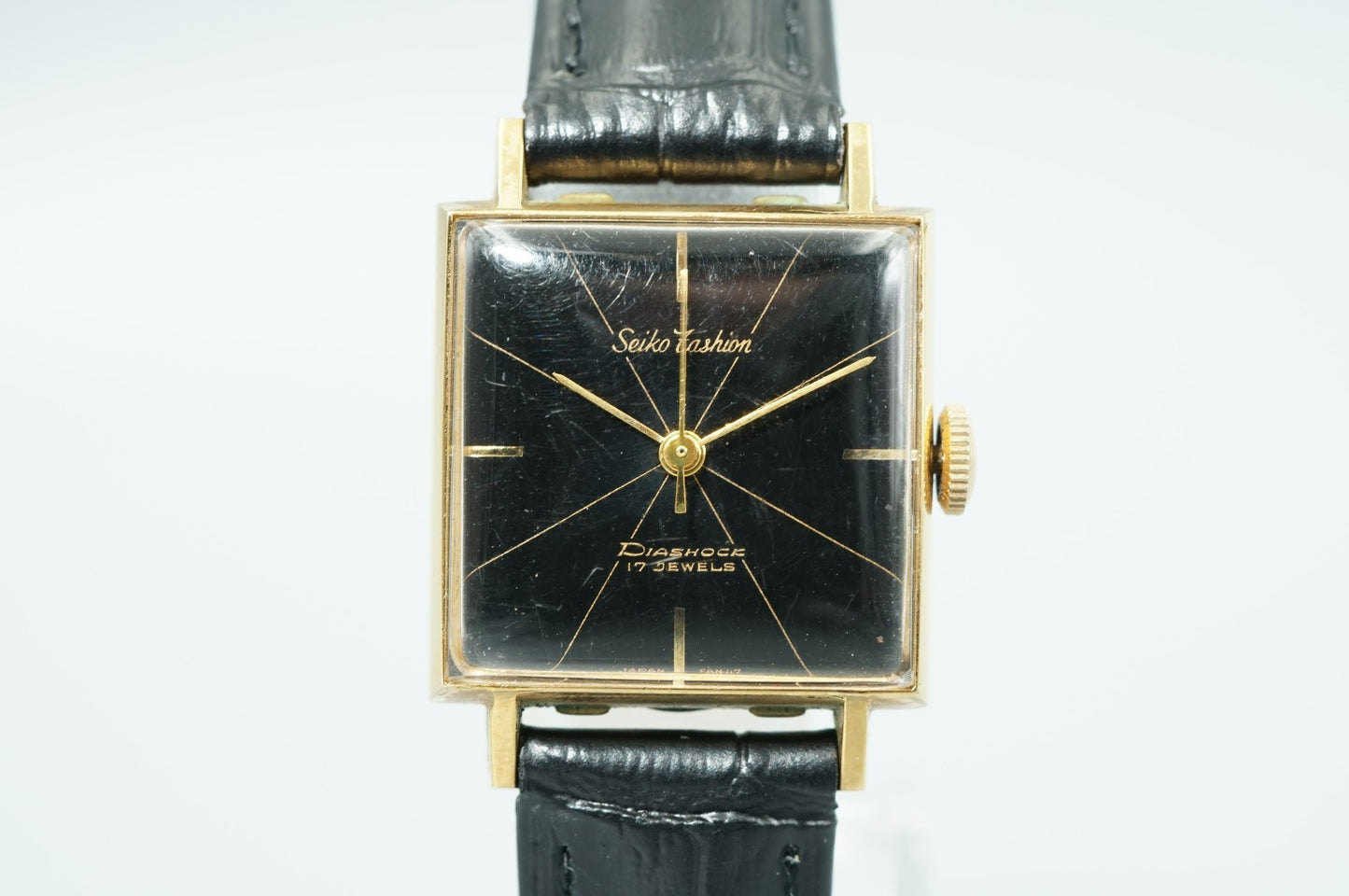 *Exc+5* Vintage SEIKO DIASHOCK 5292 Hand Wind Black Dial Square 22mm Women Watch