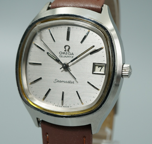 *Exc+5* Vintage 1973 OMEGA Seamaster Cal.1315 Qz Silver Square 37m Mens Watch