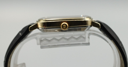 *NEAR MINT* Vintage OMEGA De Ville Cal.1330 Quartz Gold Dial Square Mens Watch