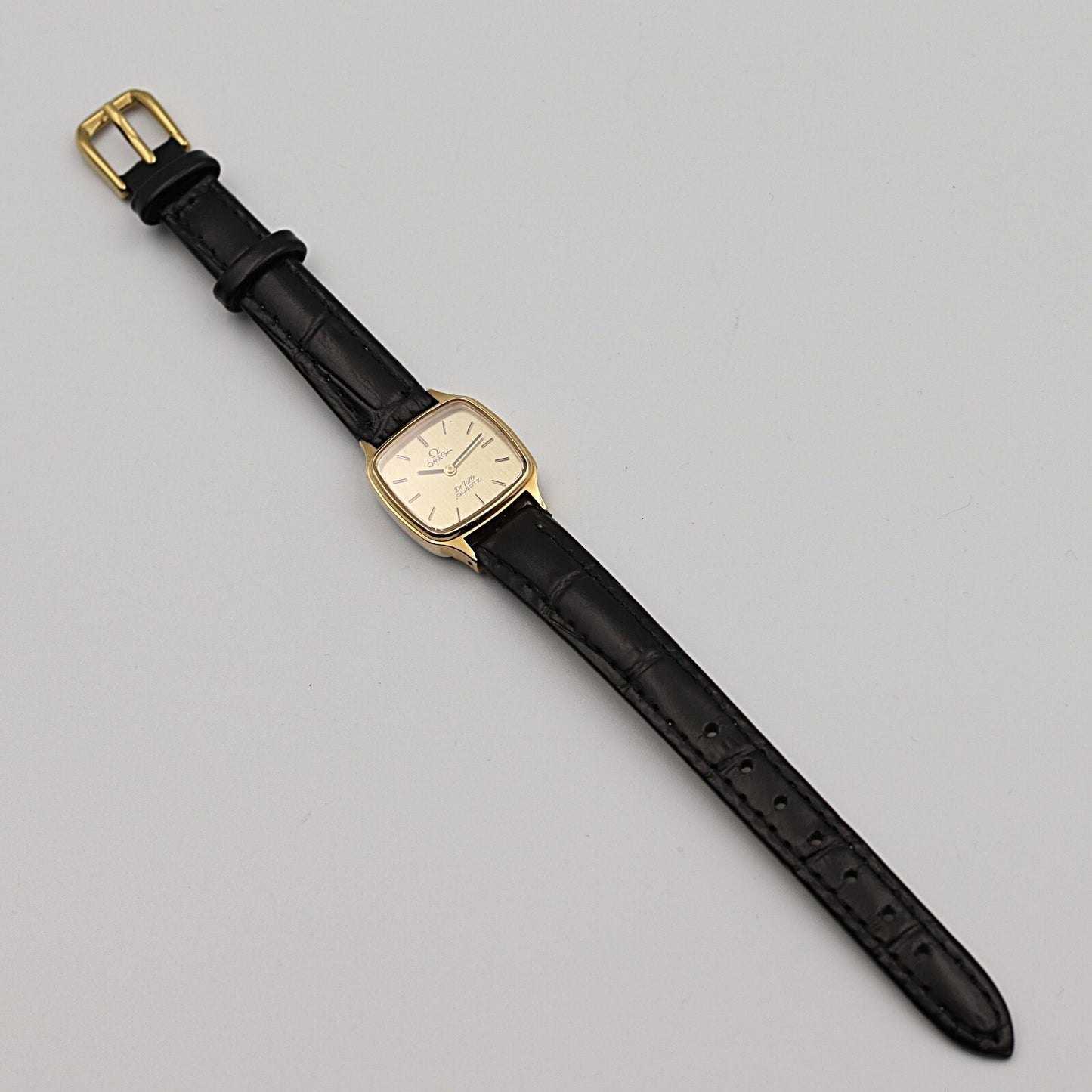 *NEAR MINT* Vintage 1978 OMEGA De Ville Cal.1350 Qz Gold Square 21mm Women Watch