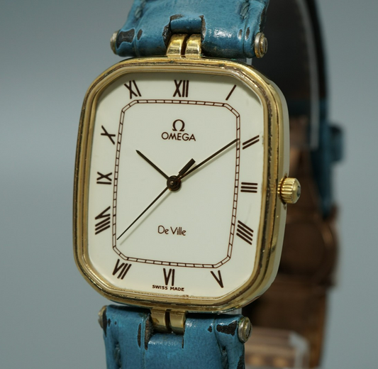 *Exc+5* Vintage 1983 OMEGA De Ville Cal.1417 Quartz White Dial 27mm Mens Watch