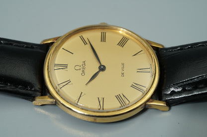 N MINT Vintage 1981 OMEGA De Ville Cal.625 Hand Wind Gold Round 32mm Mens Watch