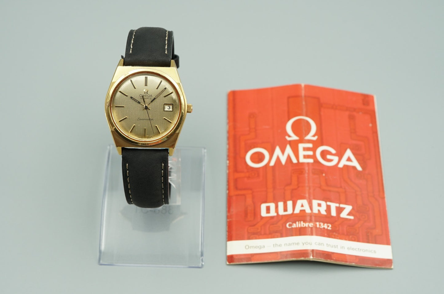 *Exc+5* Vintage 1979 OMEGA Seamaster Ref.1342 Qz Gold Dial Round 35mm Mens Watch