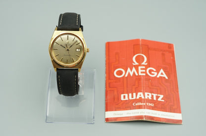 *Exc+5* Vintage 1979 OMEGA Seamaster Ref.1342 Qz Gold Dial Round 35mm Mens Watch