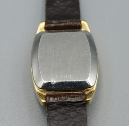 *N MINT* Vintage OMEGA De Ville Cal.1350 Quartz Gold Dial Rectangle Women Watch