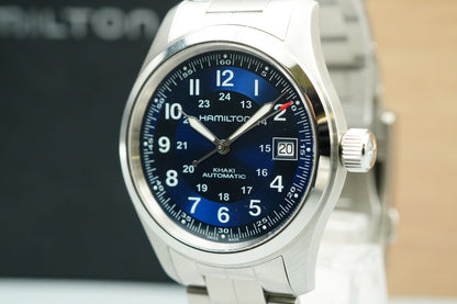 *TOP MINT* HAMILTON KHAKI H704551 Automatic Blue Dial Round 38mm Mens Watch