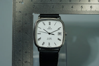 *NEAR MINT* Vintage 1974 OMEGA De Ville Cal.1332 Qz White Square 33mm Mens Watch
