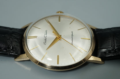 *N MINT* Vintage 1961 SEIKO Crown J15002 Hand Wind Silver Round 35mm Mens Watch