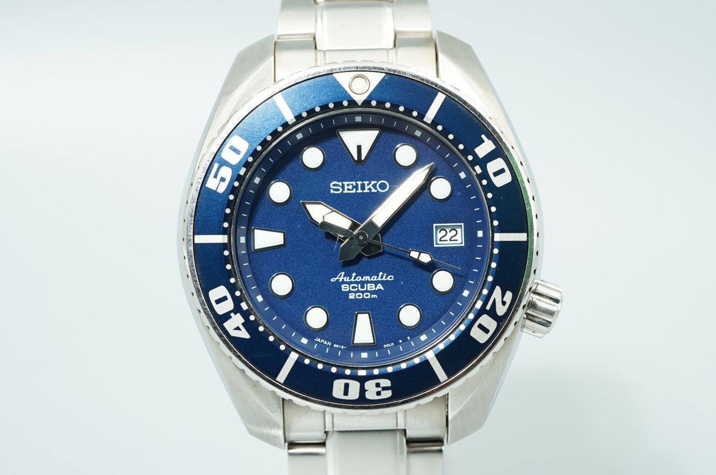 *NEAR MINT*  SEIKO  SCUBA 6R15-00G0 Automatic Blue Dial Round 45mm Mens Watch