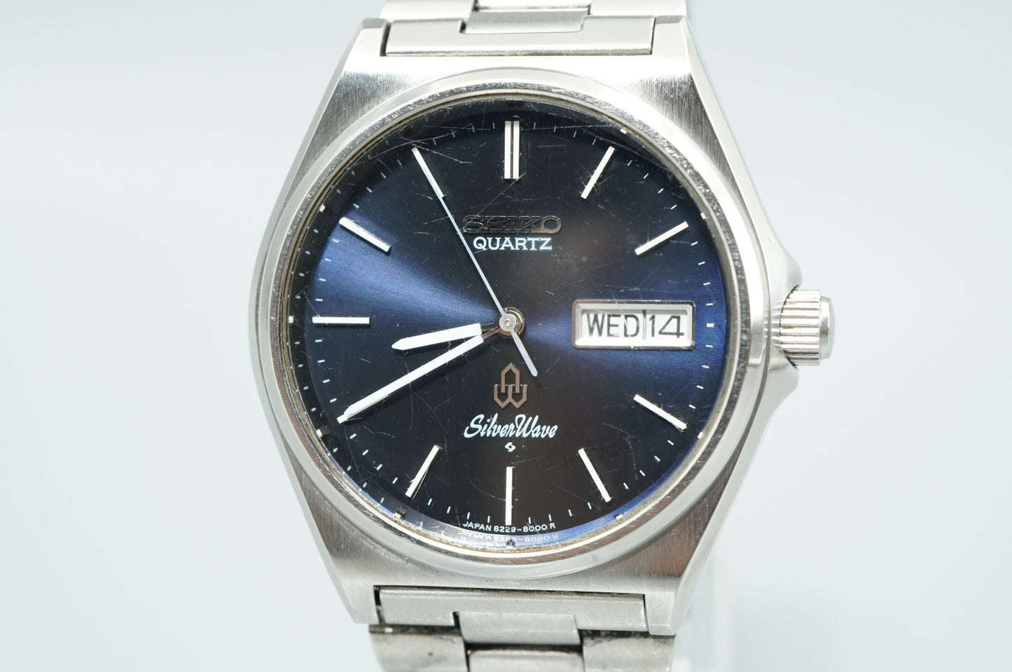 Working for Parts Vintage 1980s SEIKO Silver Wave 8229-8000 Qz 37mm Mens Watch