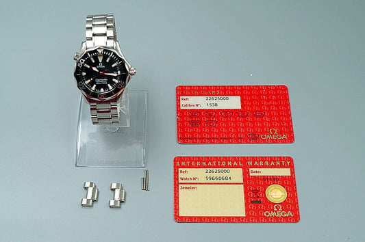 N MINT 1998 OMEGA Seamaster 300m  Cal.1538 Ref.196.1641 Qz Black 36mm Mens Watch