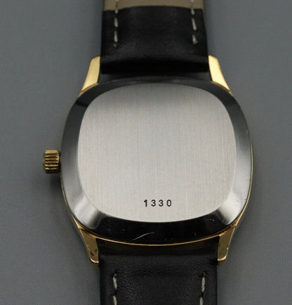 *Exc+5* Vintage OMEGA De Ville Cal.1330 Quartz Gold Dial Square Mens Watch
