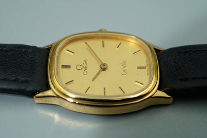 Exc+5 Vintage 1986 OMEGA De Ville Cal.1450 Ref.591.0281 Qz Gold 20mm Women Watch