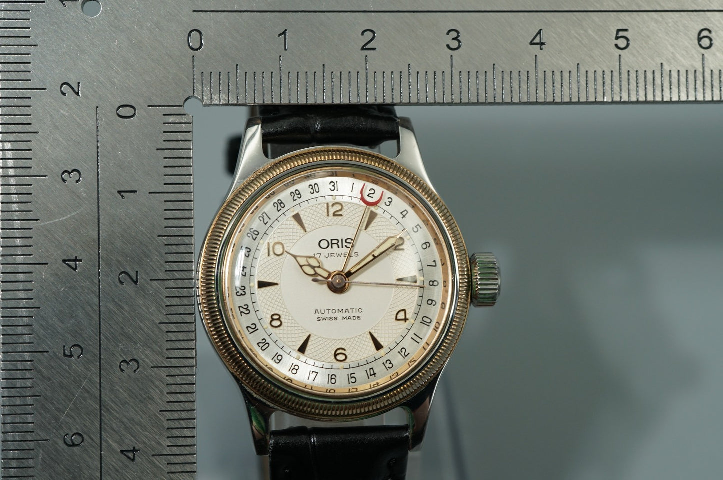 *MINT* Vintage 1980s Oris Big Crown 7400B Automa White Round 32mm Woｍens Watch