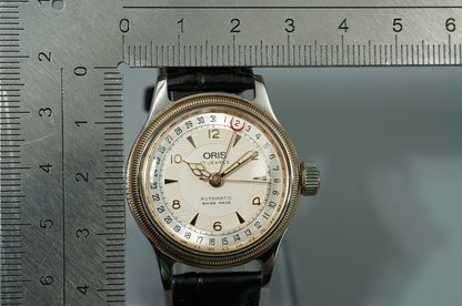 *MINT* Vintage 1980s Oris Big Crown 7400B Automa White Round 32mm Woｍens Watch