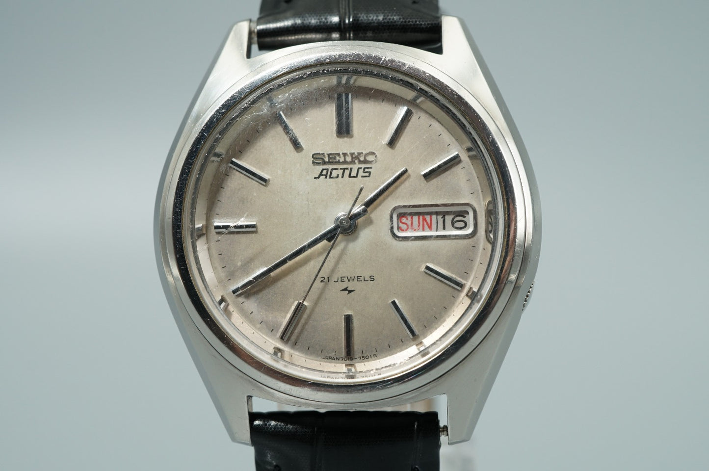 Work for Parts Vintage 1970s SEIKO ACTUS 7019-7430 Auto Silver 38mm Mens Watch