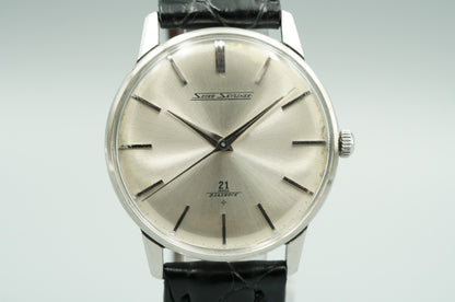 *Serviced* Vintage 1960 SEIKO SKYLINER J15006E Hand Wind Silver 36mm Mens Watch