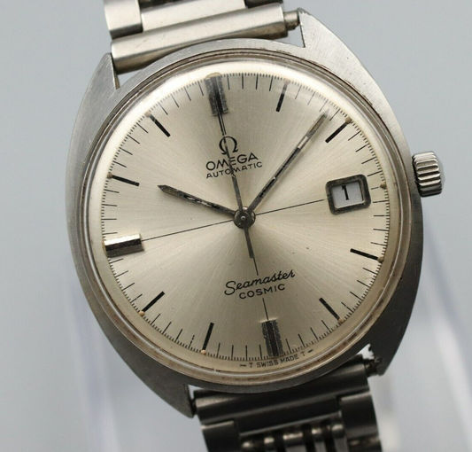 *N MINT* Vintage OMEGA Seamaster Cosmic Automatic Silver Cross Line Mens Watch