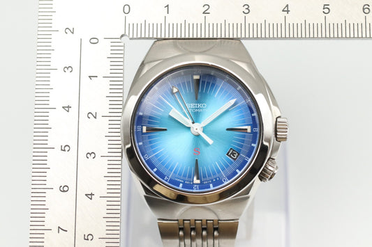 *MINT* SEIKO Mecha SUS 4S12-0010 Automatic Blue Dial Round 39mm Mens Watch JAPAN