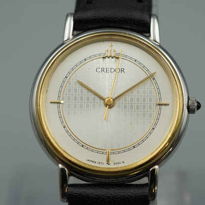 *NEAR MINT* Vintage SEIKO CREDOR 1271-0011 Quartz Silver Round 24mm Women Watch
