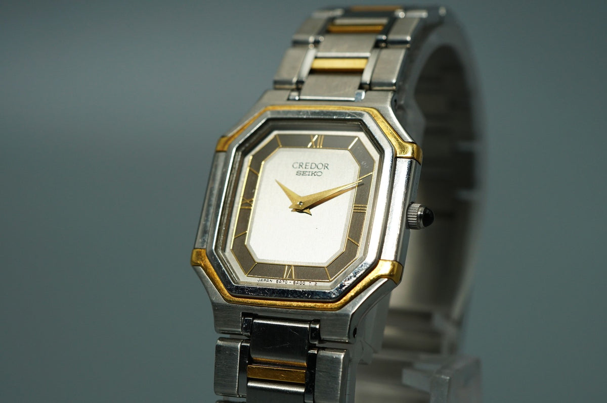 *N MINT* Vintage 1996 SEIKO CREDOR 5A70-3A00 Qz Gray Octagon 22mm Women Watch
