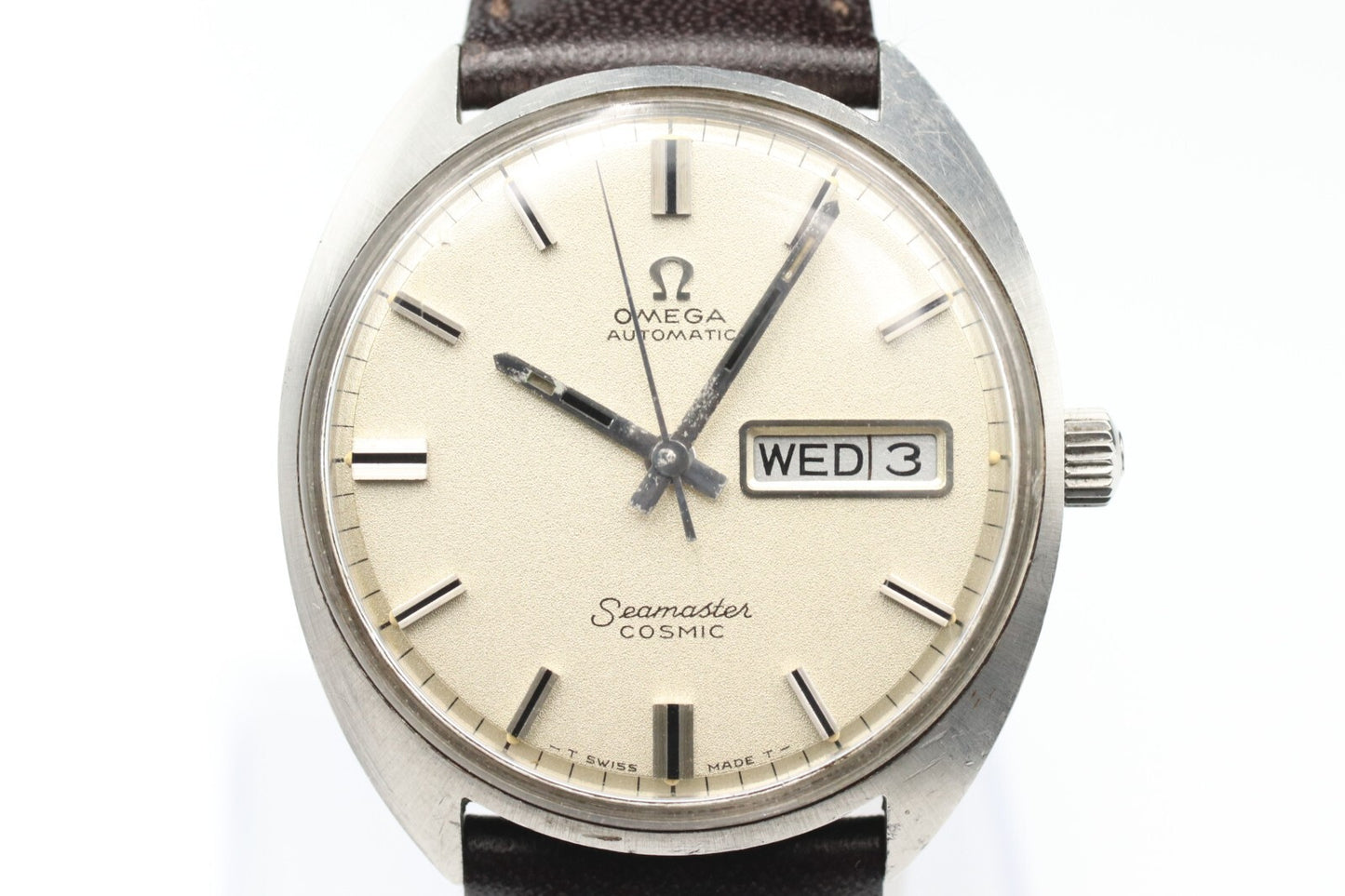 *N MINT* Vintage OMEGA Seamaster COSMIC 166036 Automatic White Dial Mens Watch