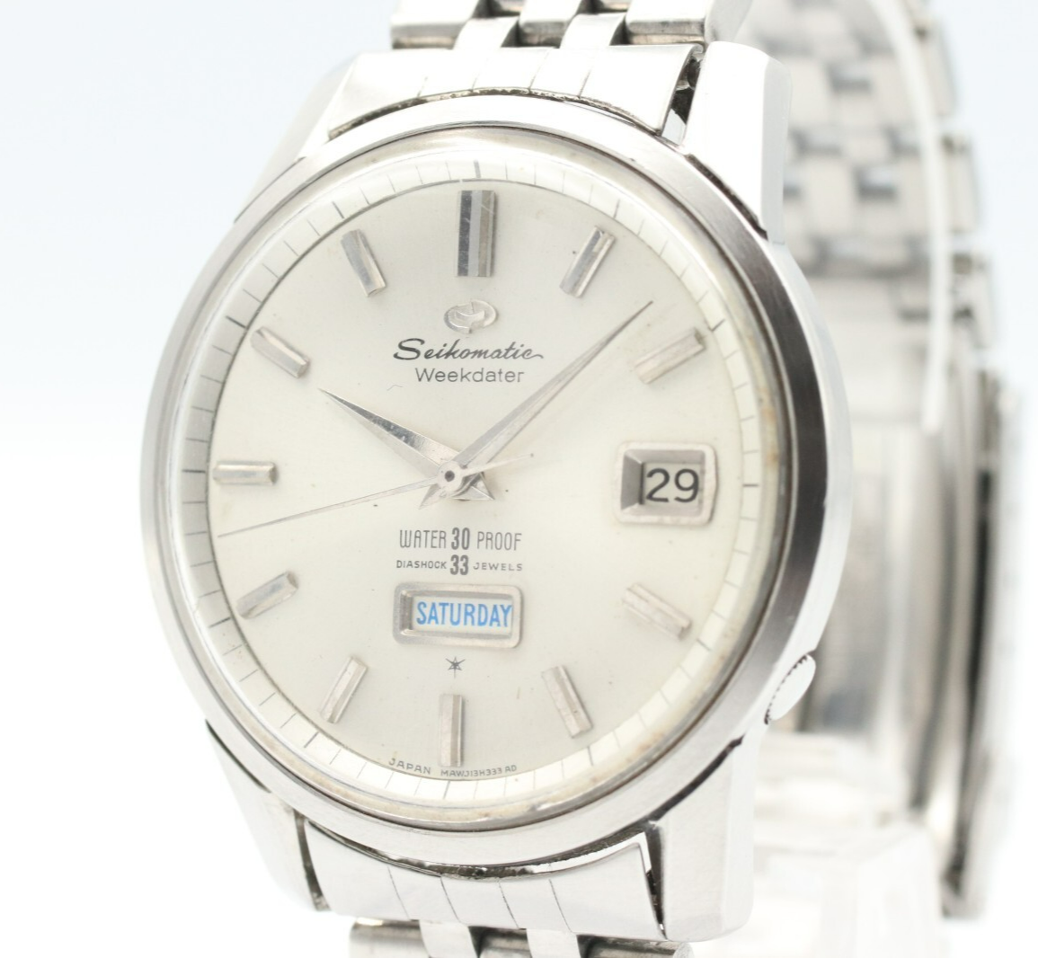 *NEAR MINT* Vintage SEIKO matic Weekdater J13080 Automatic White Dial Mens Watch