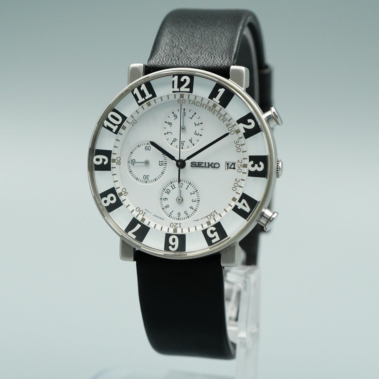 *MINT* Vintage SEIKO SPIRIT SOTTSASS 7T92-0TS0 Qz White Round 39mm Mens Watch