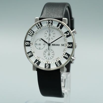 *MINT* Vintage SEIKO SPIRIT SOTTSASS 7T92-0TS0 Qz White Round 39mm Mens Watch