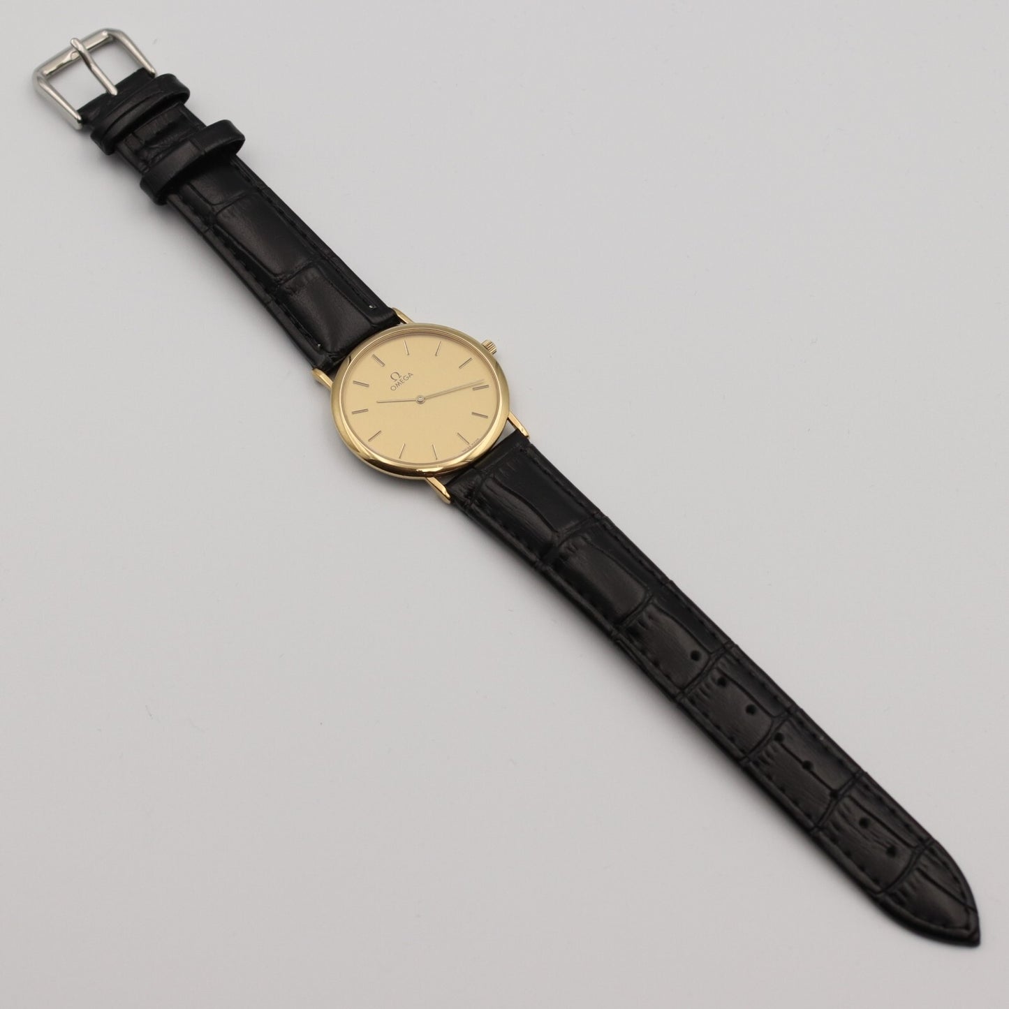 *NEAR MINT* Vintage OMEGA De Ville Cal.1378 Qz Gold Dial Round 32mm Mens Watch