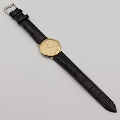 *NEAR MINT* Vintage OMEGA De Ville Cal.1378 Qz Gold Dial Round 32mm Mens Watch