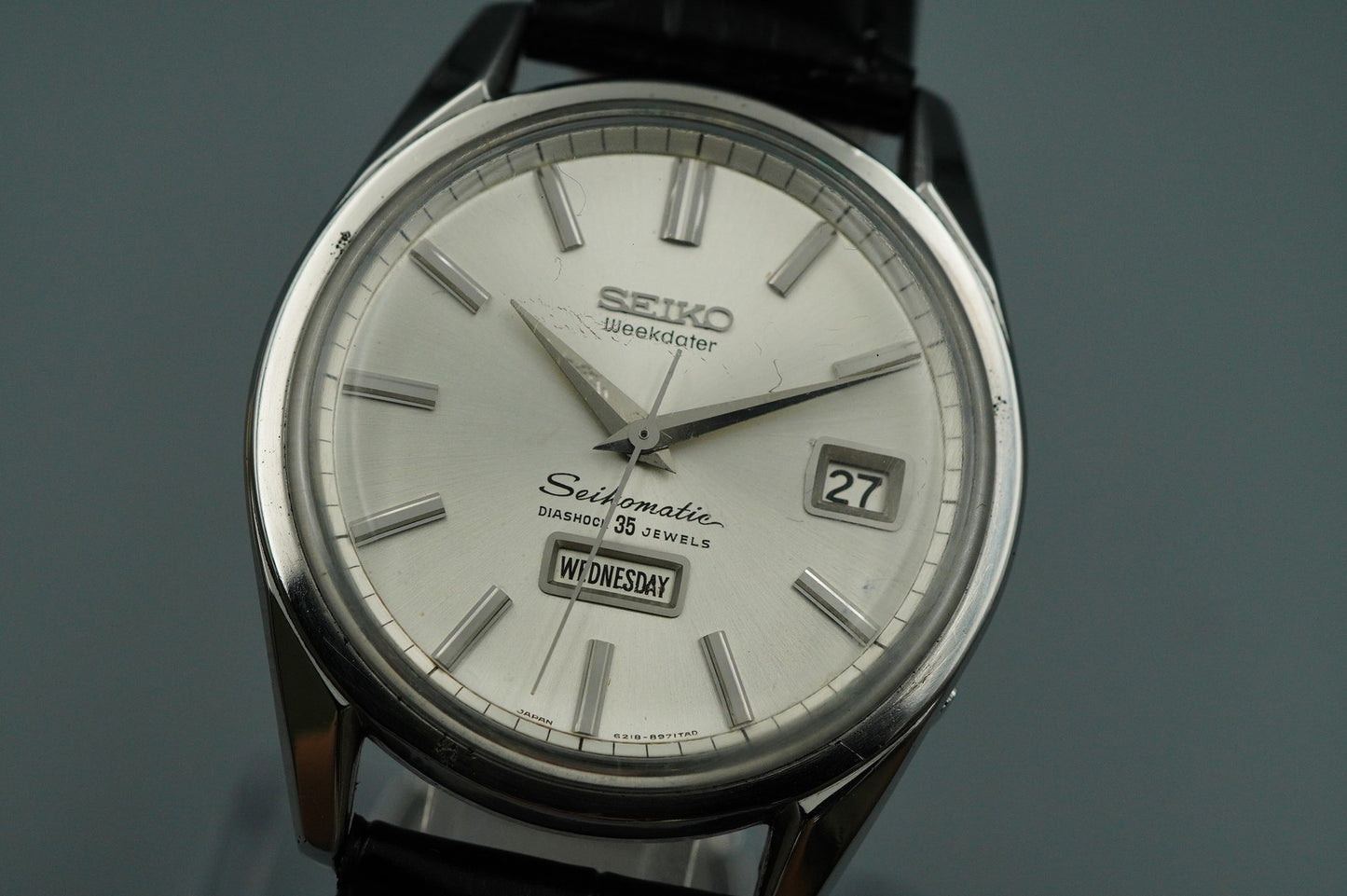 N MINT+++ Vintage 1960s SEIKO SEIKO MATIC Automatic Silver Round 37mm Mens Watch