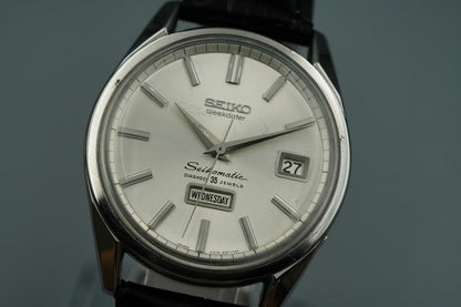 N MINT+++ Vintage 1960s SEIKO SEIKO MATIC Automatic Silver Round 37mm Mens Watch