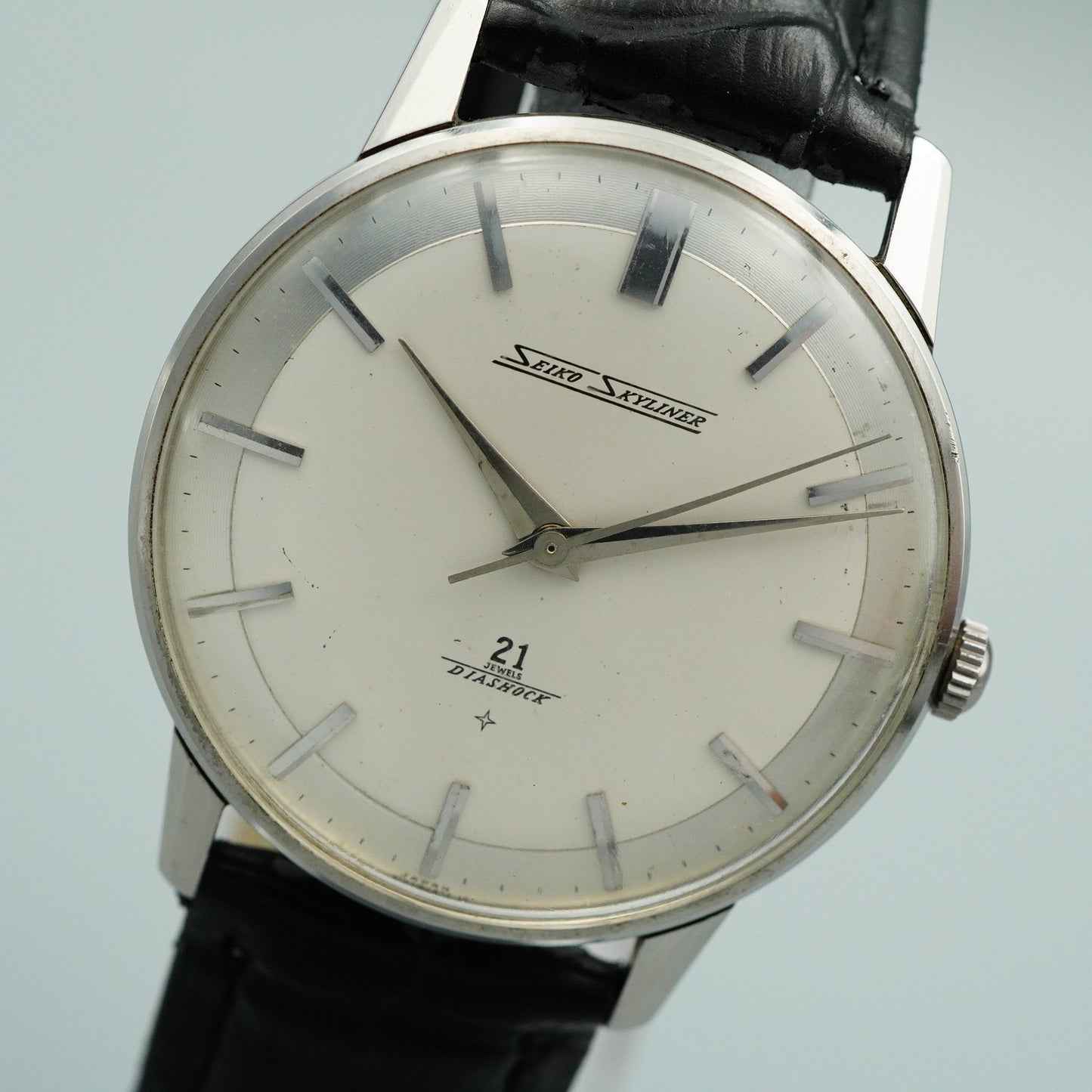 *Exc+5* Vintage SEIKO SKYINER J15006E Hand Winding White Round 36mm Mens Watch