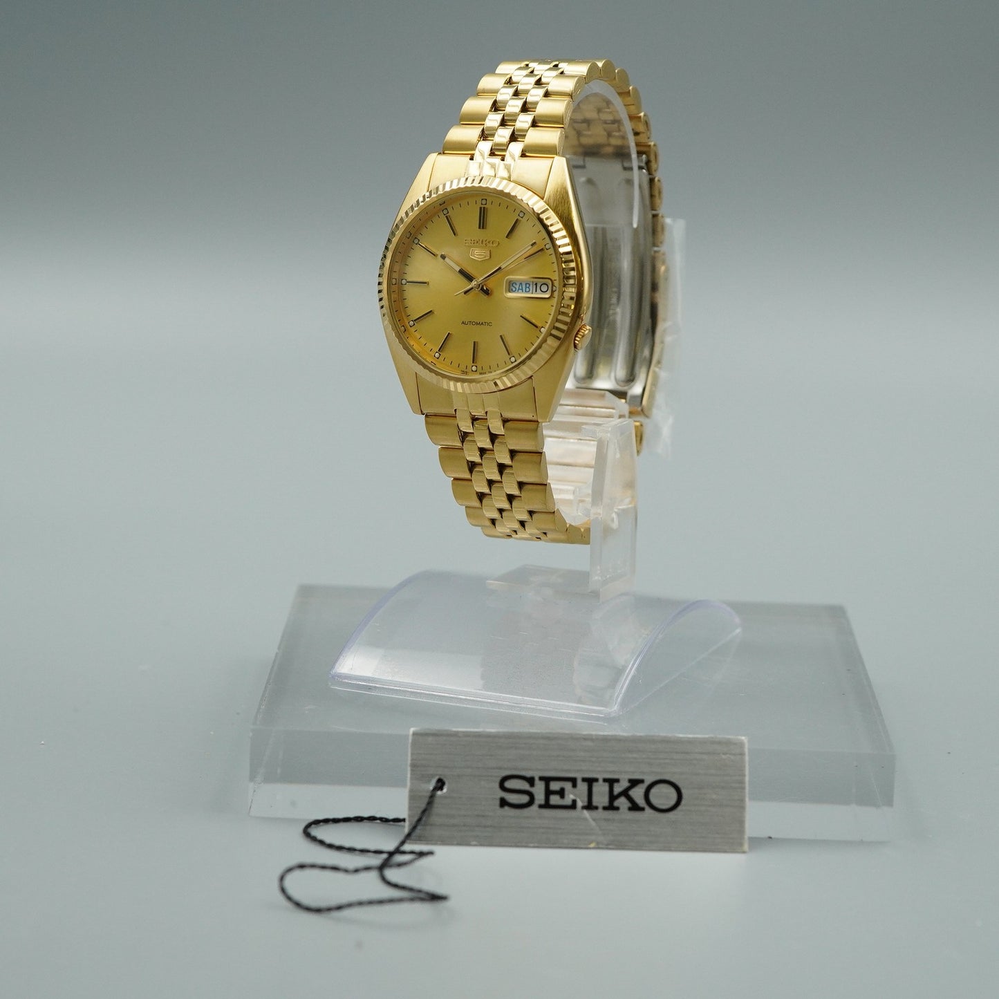 MINT Vintage 1990s SEIKO SEIKO 5 7S26-0500 Automatic Gold Round 36mm Mens Watch