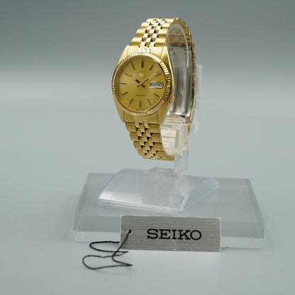 MINT Vintage 1990s SEIKO SEIKO 5 7S26-0500 Automatic Gold Round 36mm Mens Watch