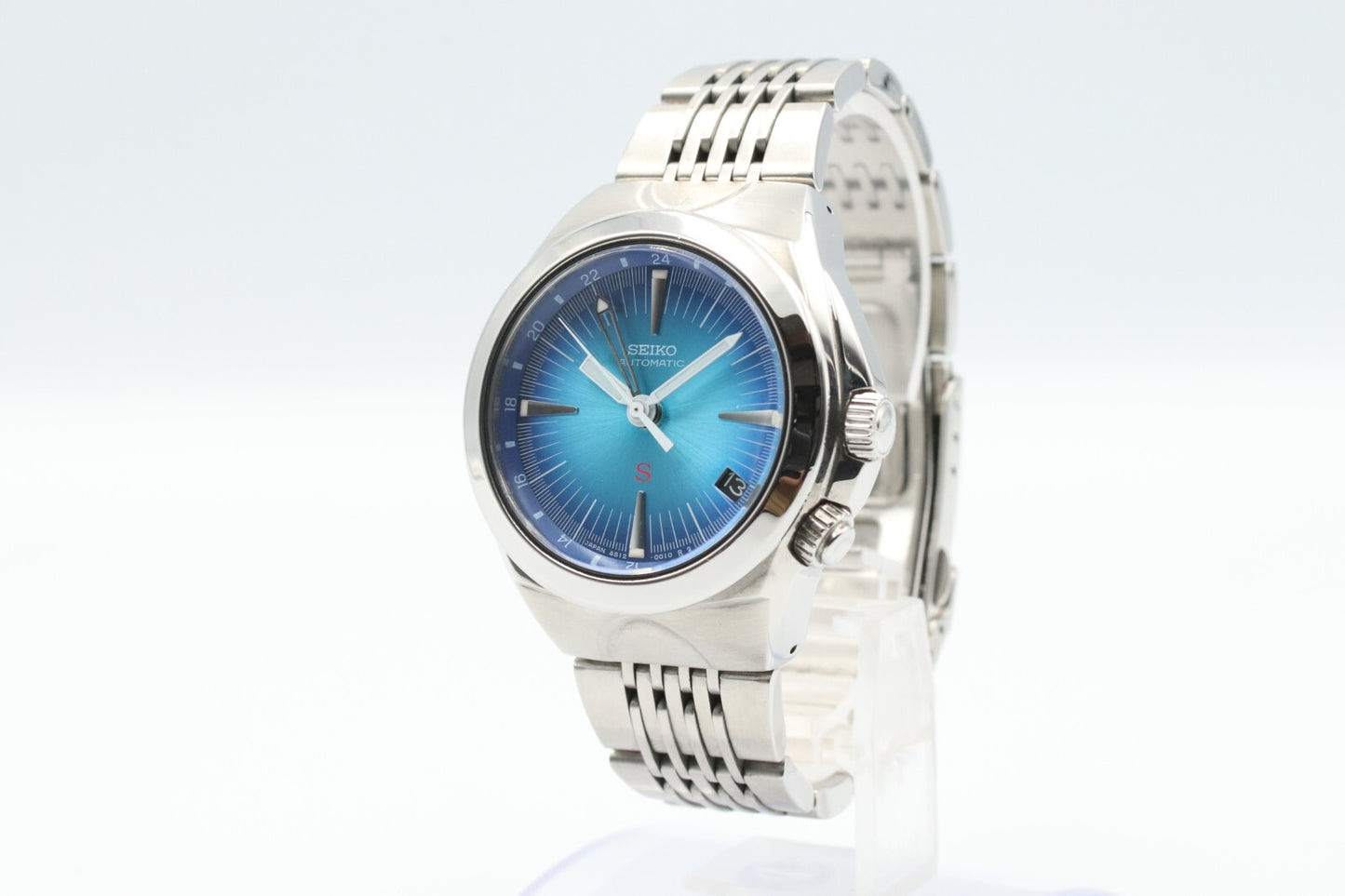 *MINT* SEIKO Mecha SUS 4S12-0010 Automatic Blue Dial Round 39mm Mens Watch JAPAN